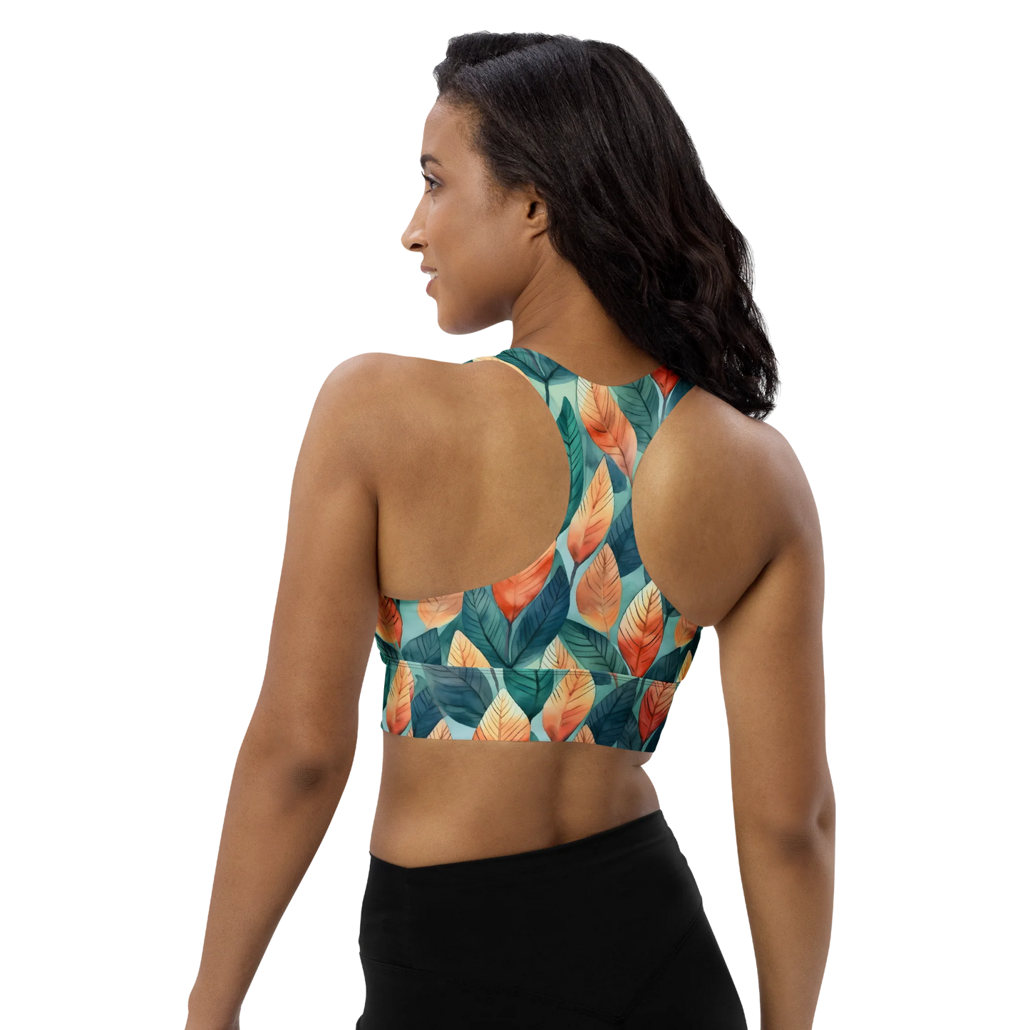 Leafy Minimalism Longline Sports Bra