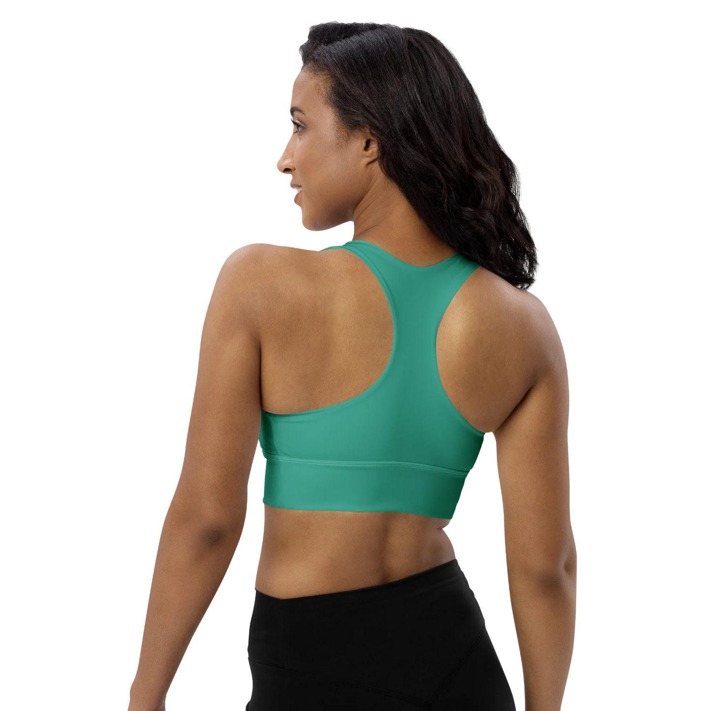 Marine Green Basic Longline Sports Bra