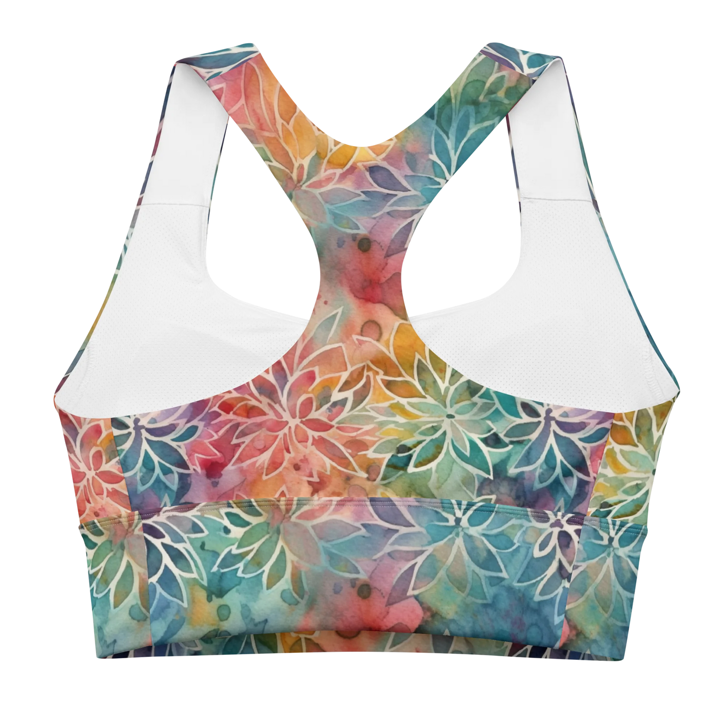 Colorful Summer Floral Abstraction Longline Sports Bra