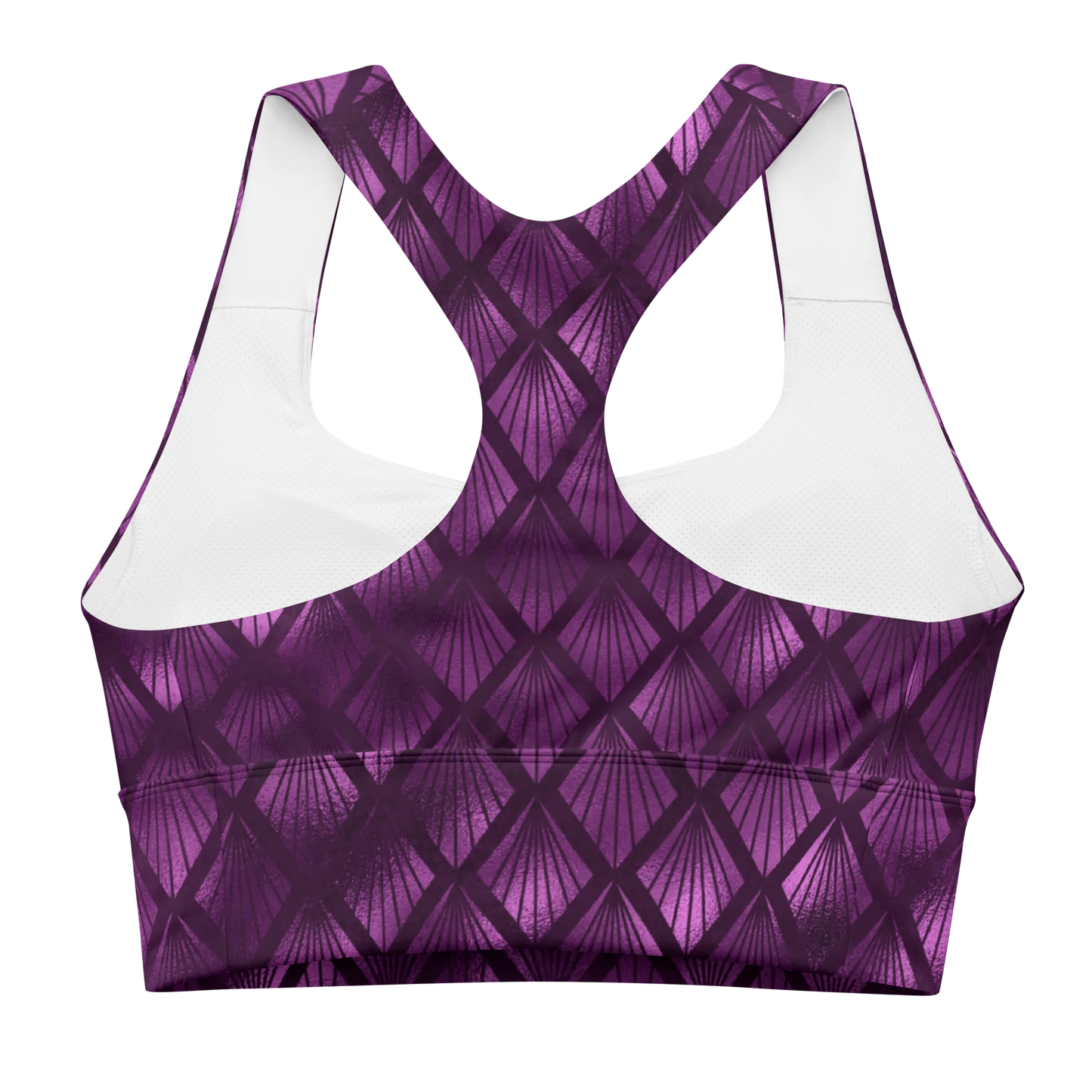 Violet Shadows Art Deco Ornament Longline Sports Bra