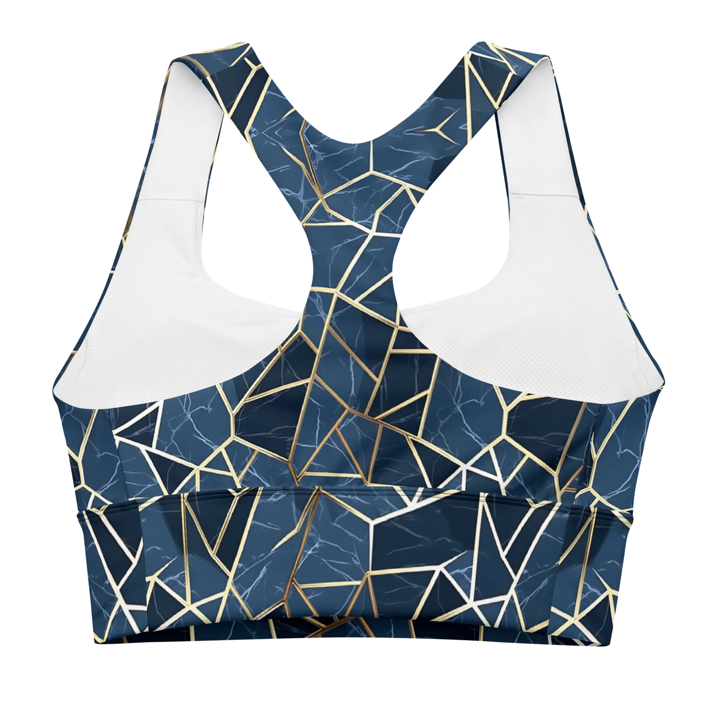 Blue Geometric Nordic Sky Longline Sports Bra