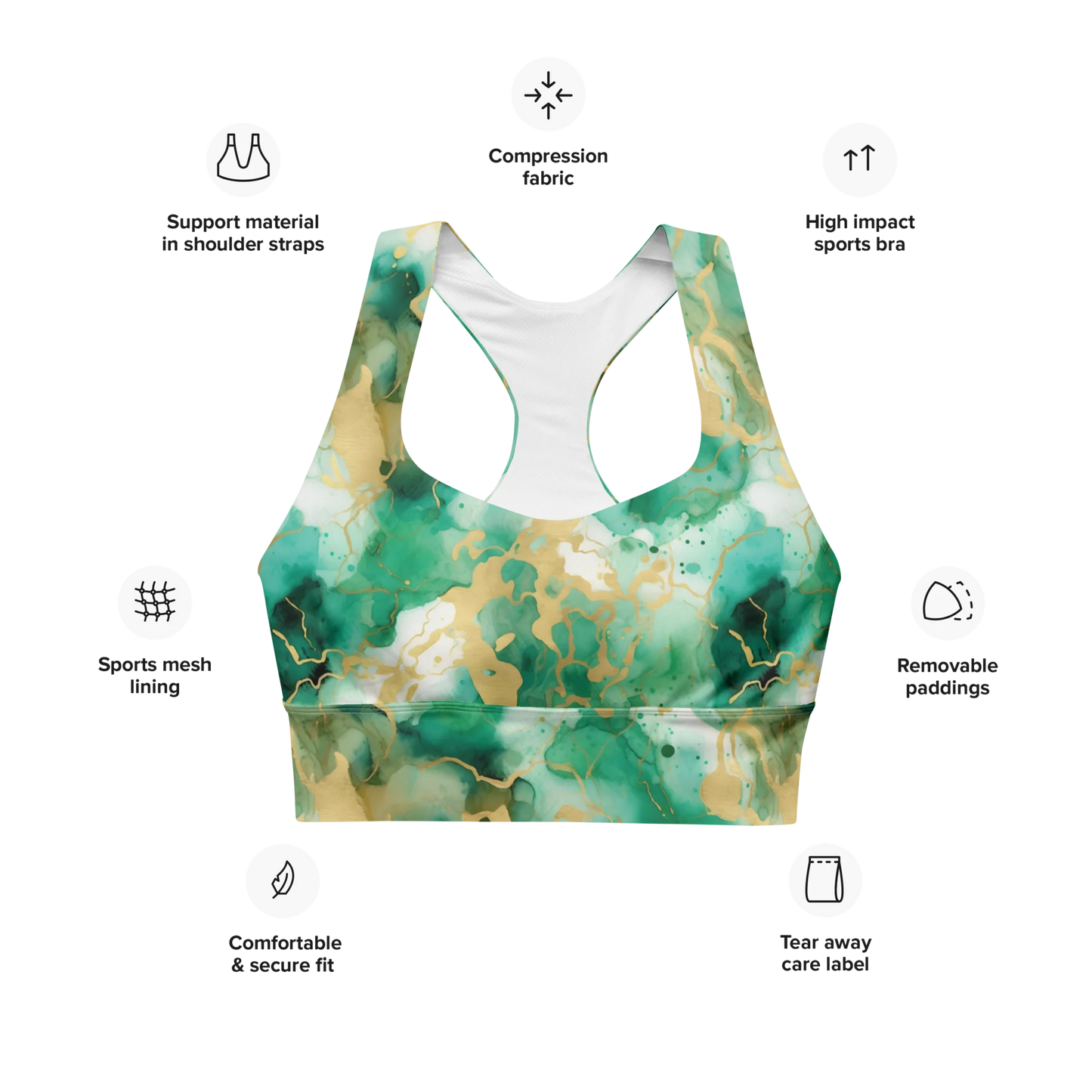 Simplicity in Green Longline Sports Bra