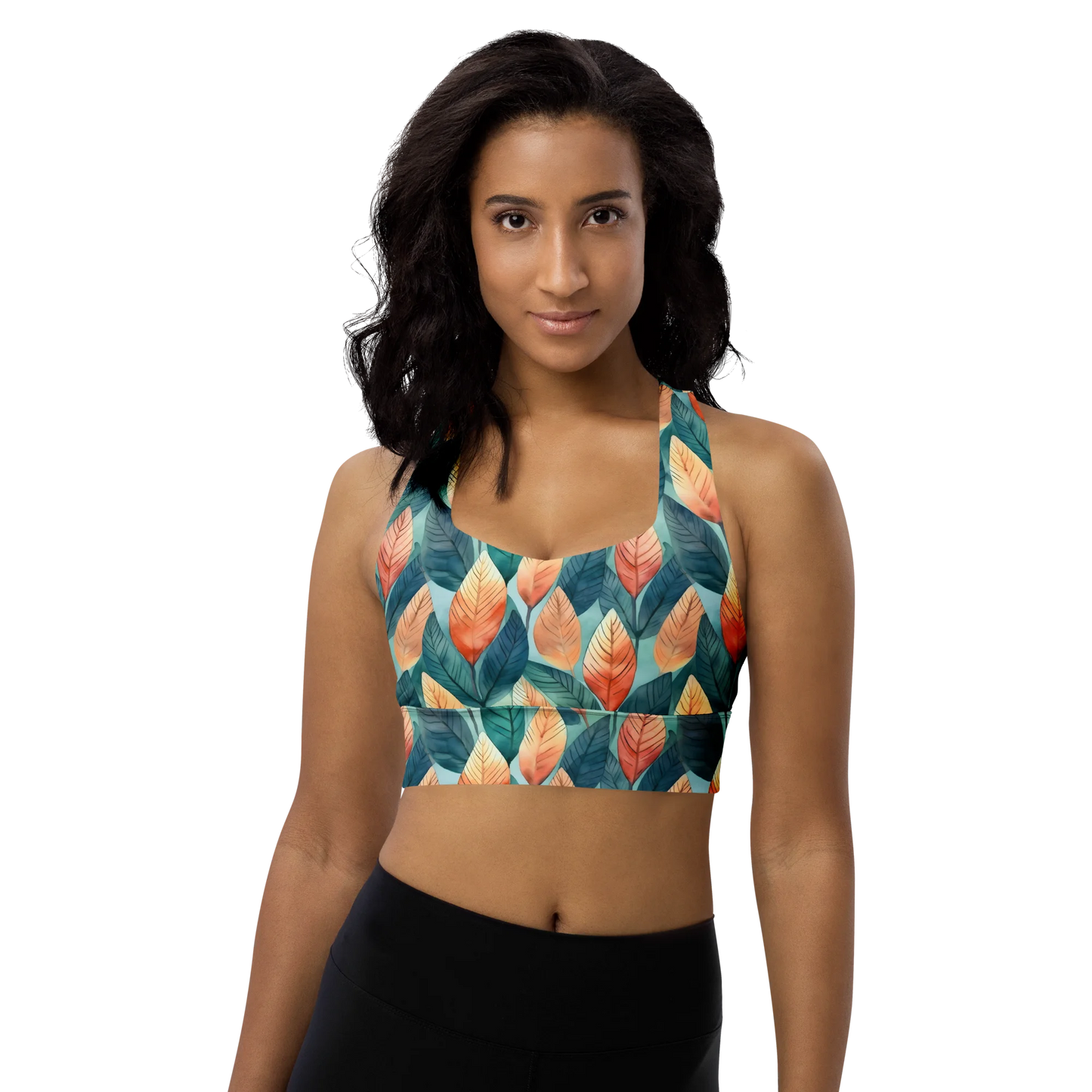 Leafy Minimalism Longline Sports Bra