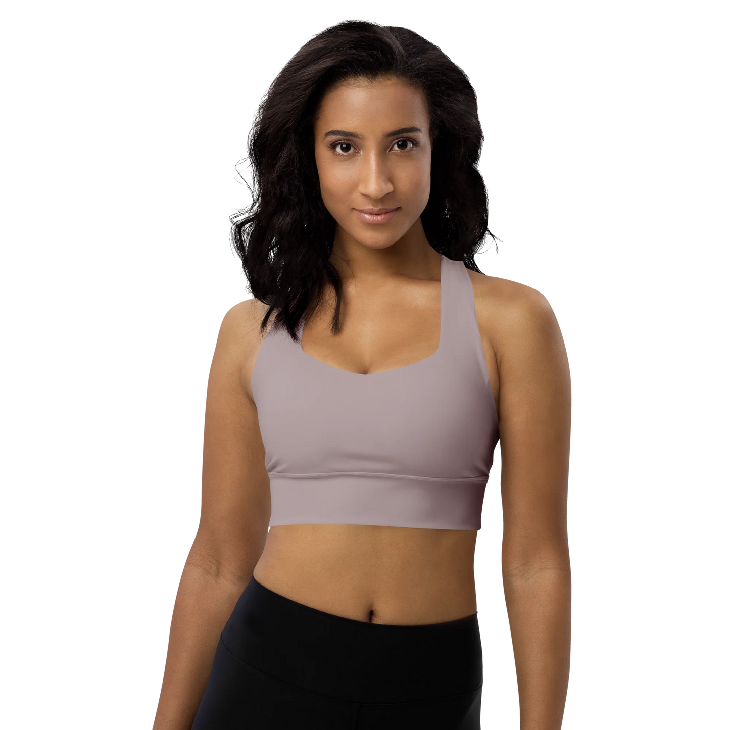 Pinkish Gray Basic Longline Sports Bra