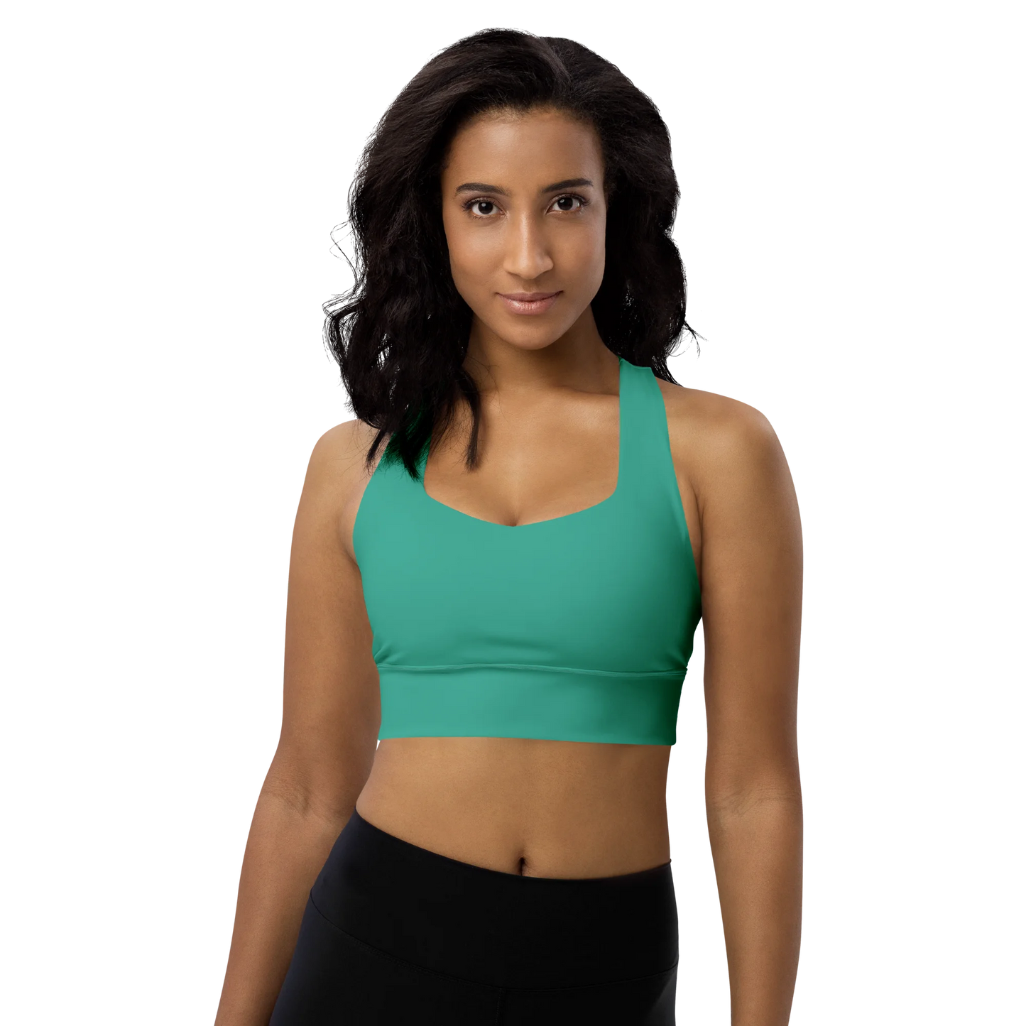 Marine Green Basic Longline Sports Bra