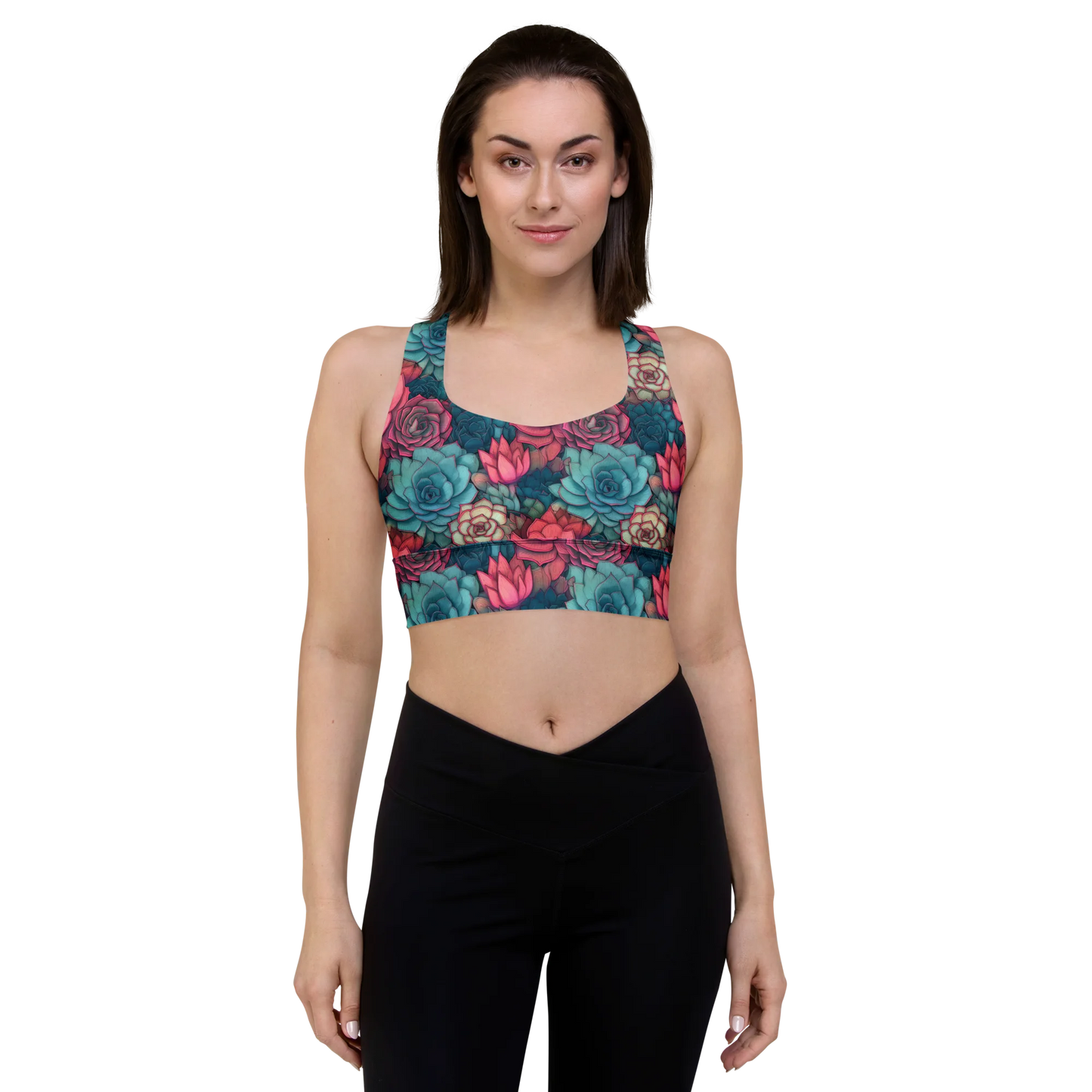 Bright Eternal Flowers Fantasy Longline Sports Bra