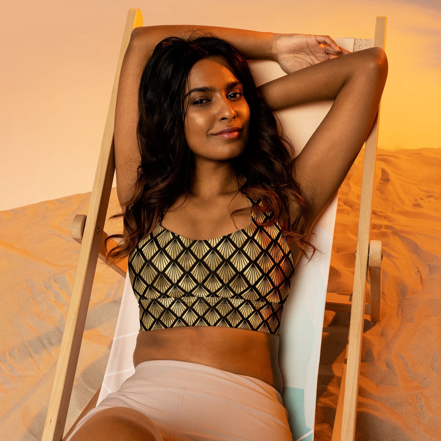 Pineapple Art Deco Fantasy Longline Sports Bra