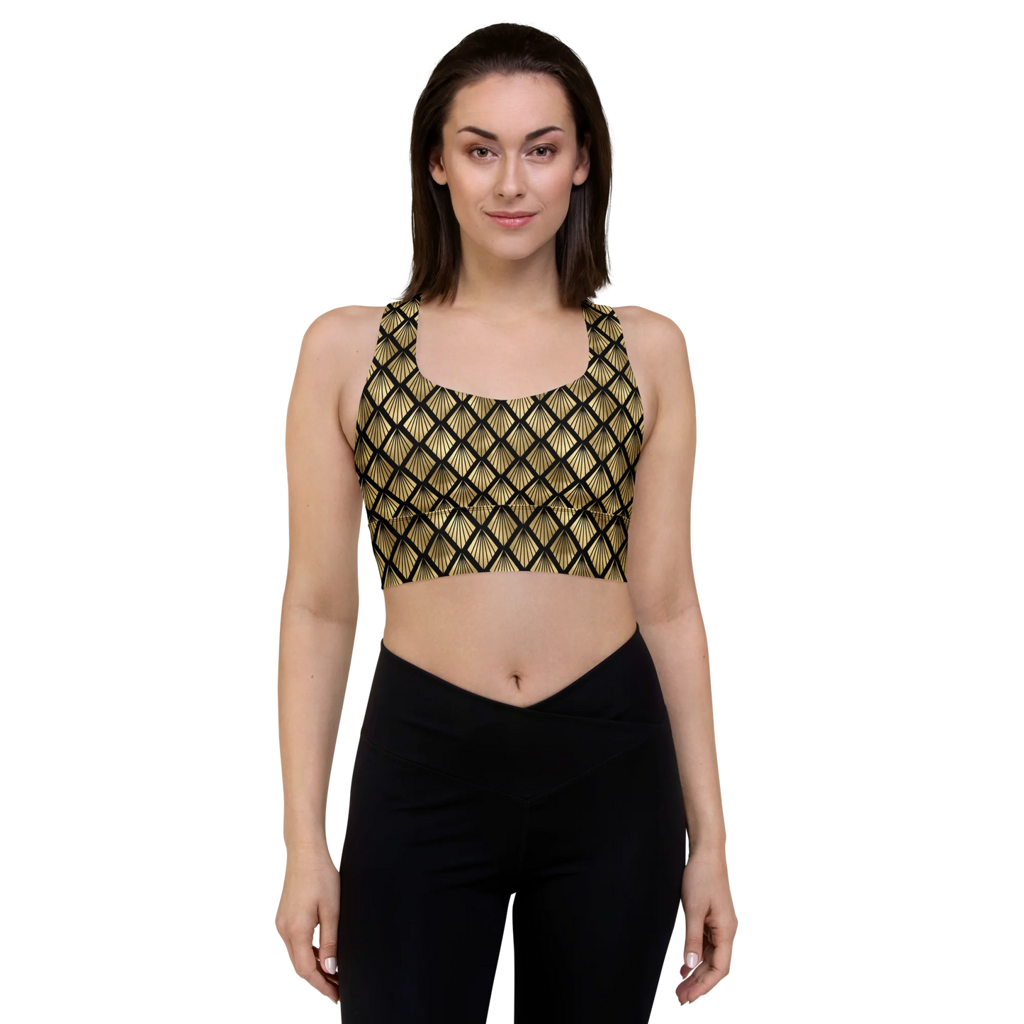 Pineapple Art Deco Fantasy Longline Sports Bra