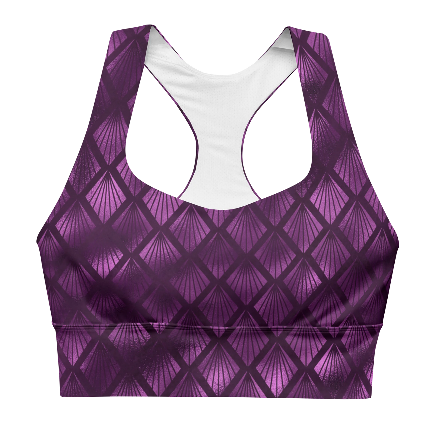 Violet Shadows Art Deco Ornament Longline Sports Bra