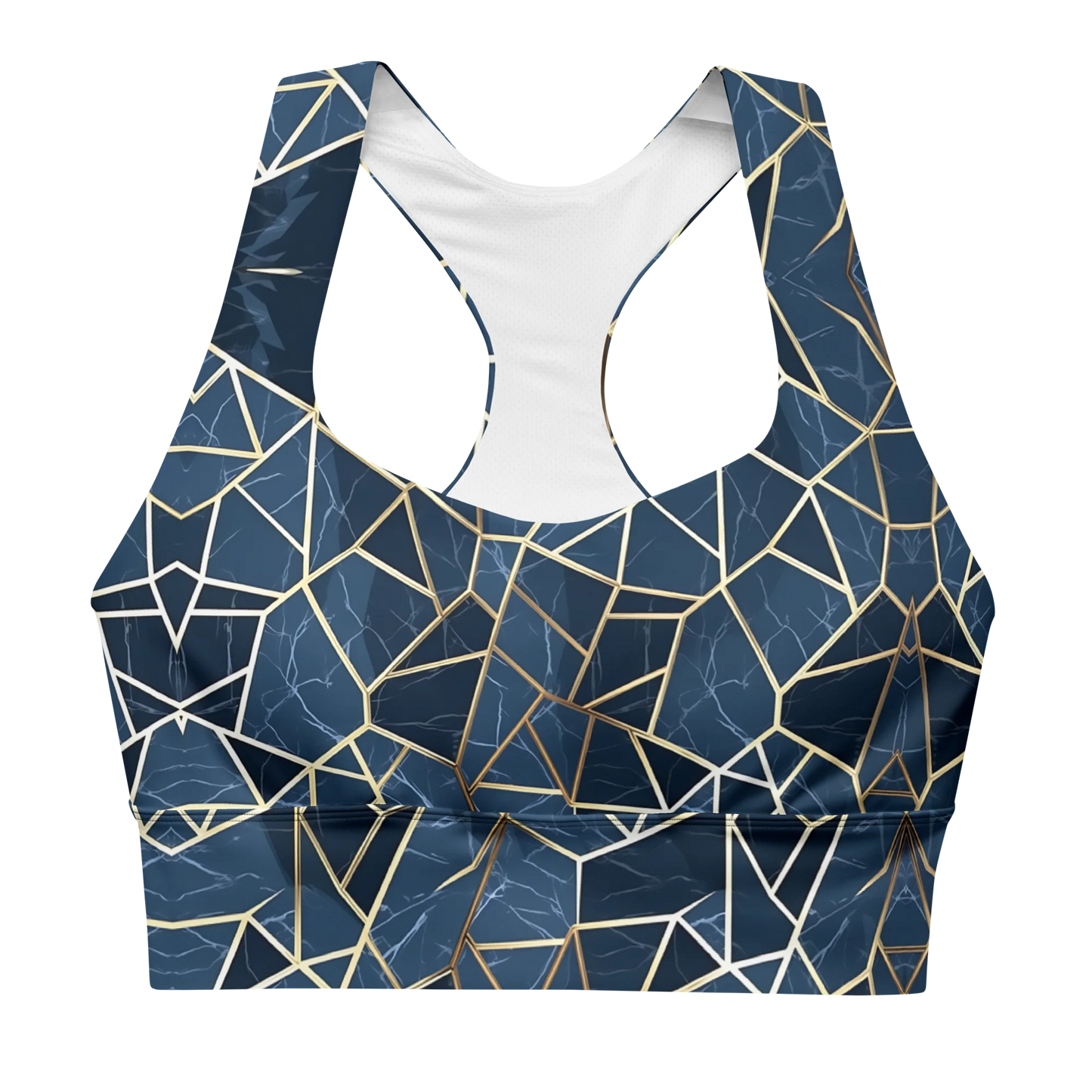 Blue Geometric Nordic Sky Longline Sports Bra