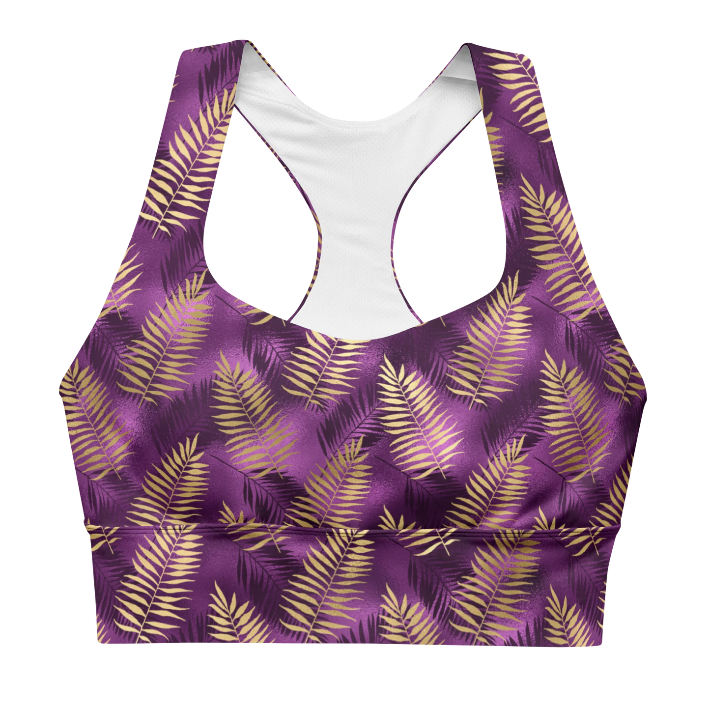 Violet & Gold Tropical Magic Longline Sports Bra