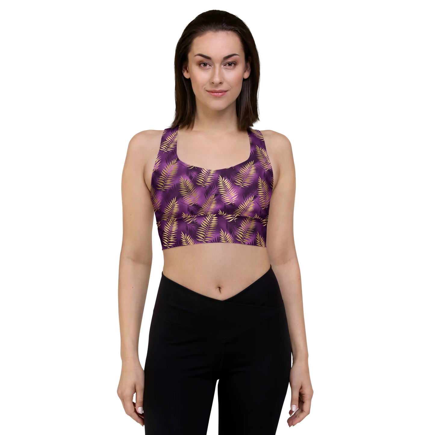 Violet & Gold Tropical Magic Longline Sports Bra