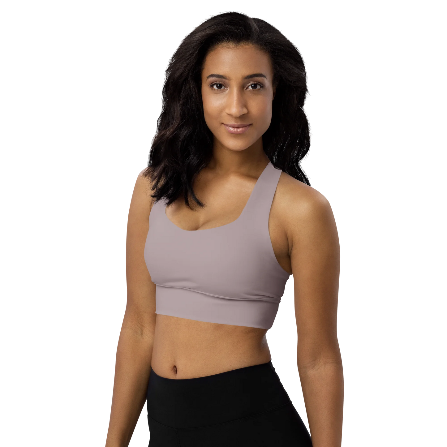 Pinkish Gray Basic Longline Sports Bra