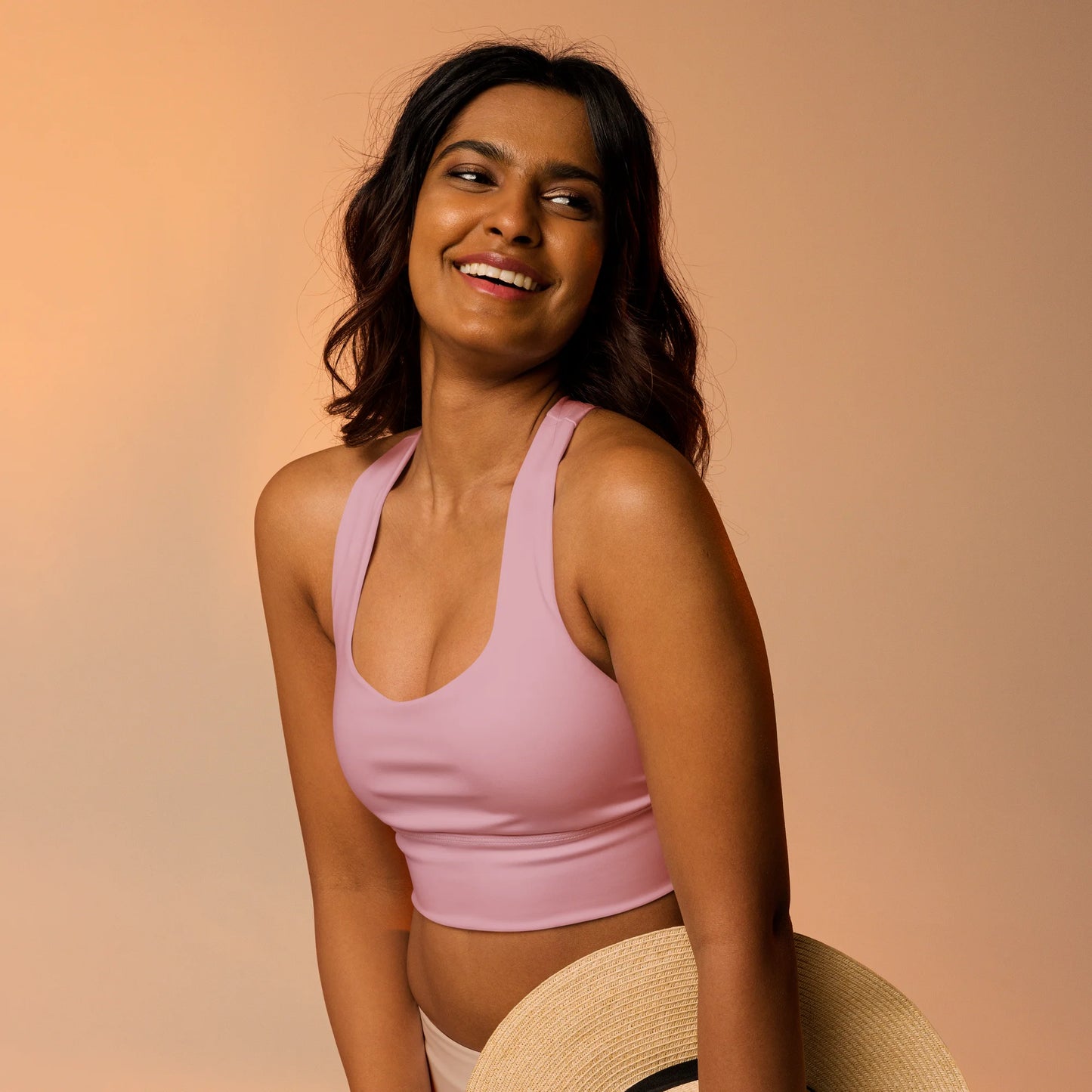 Soft Pink Basic Longline Sports Bra