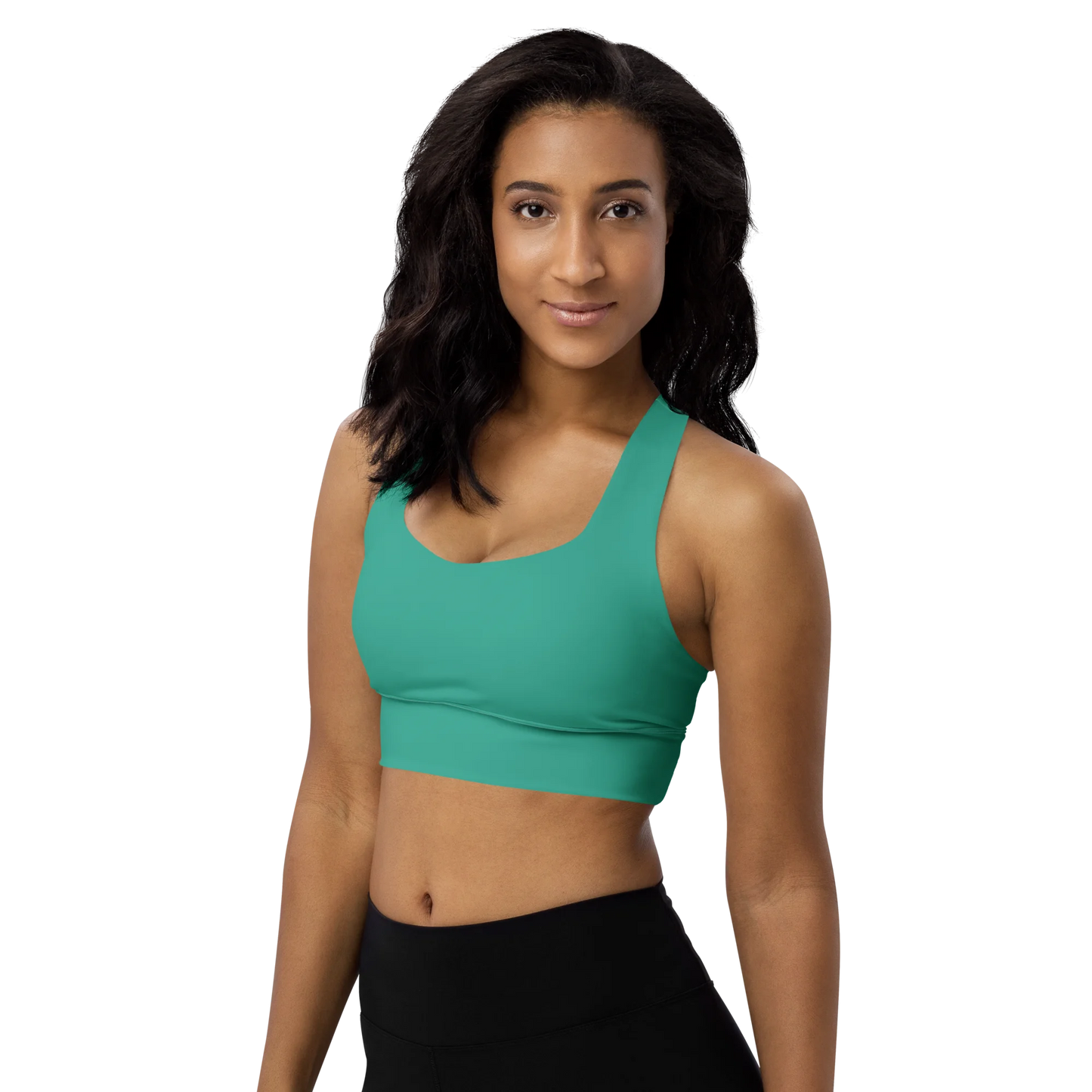 Marine Green Basic Longline Sports Bra