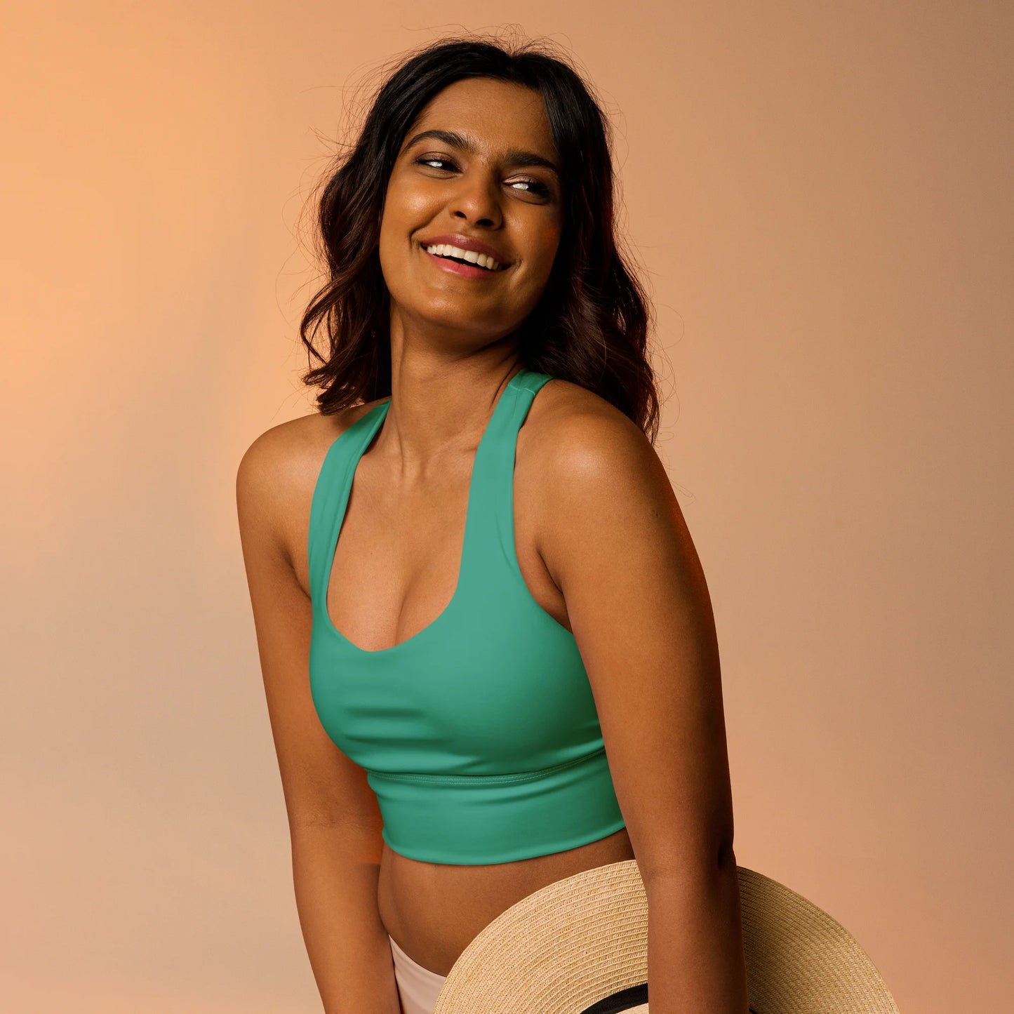 Marine Green Basic Longline Sports Bra