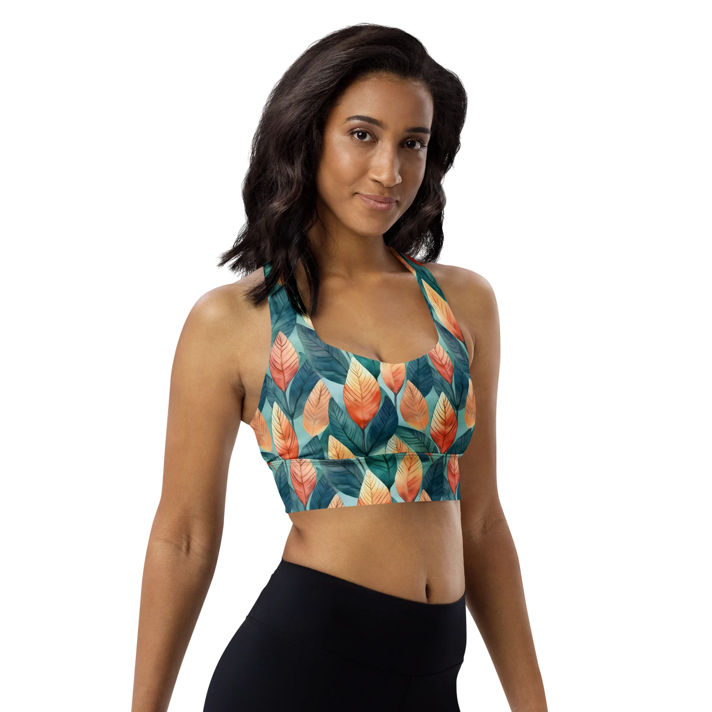 Leafy Minimalism Longline Sports Bra