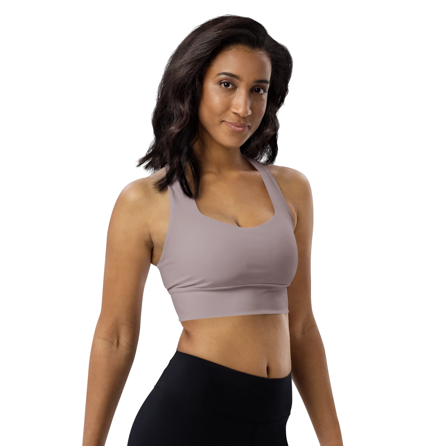 Pinkish Gray Basic Longline Sports Bra