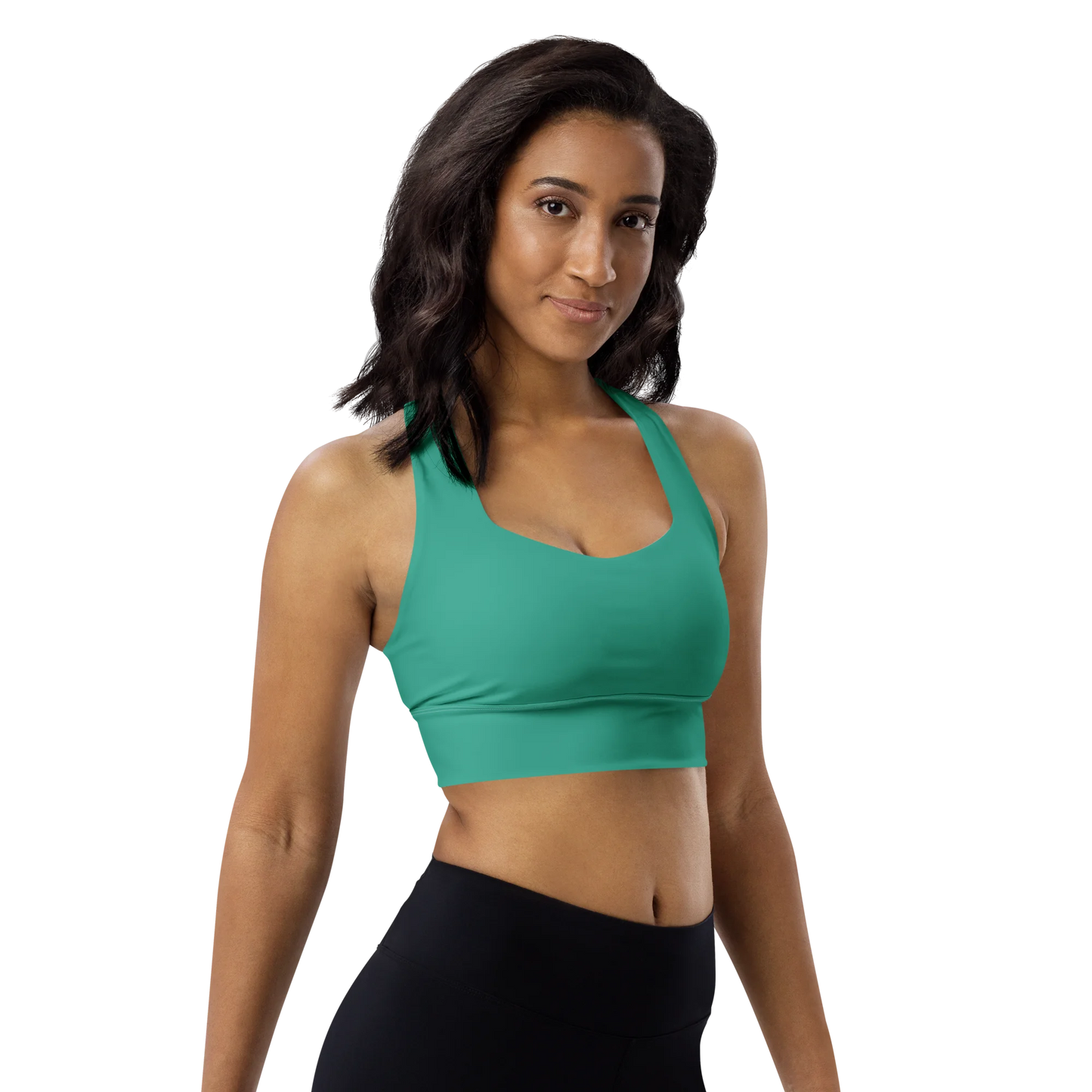 Marine Green Basic Longline Sports Bra