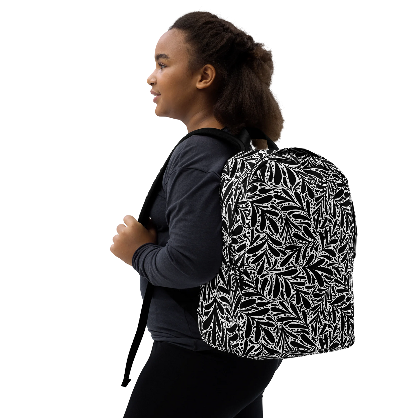Black Leafy Luxury Backpack