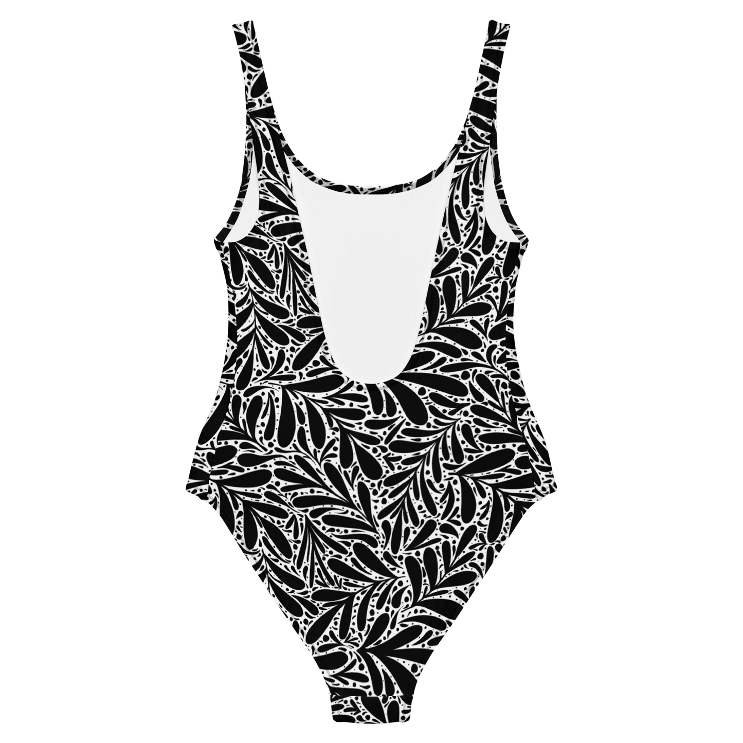 Black Leafy Luxury One-Piece Swimsuit