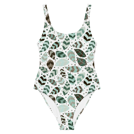Green Leafy Ornament One-Piece Swimsuit