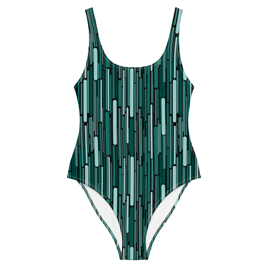 Green Rain Ornament One-Piece Swimsuit