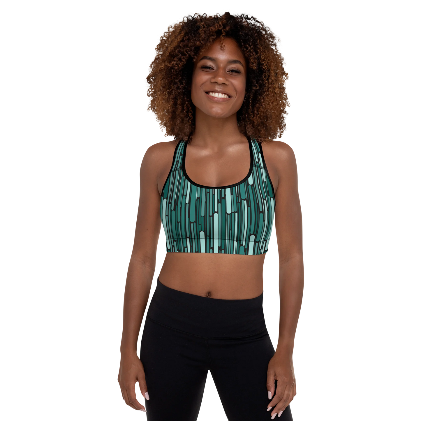 Green Rain Ornament Sports Bra