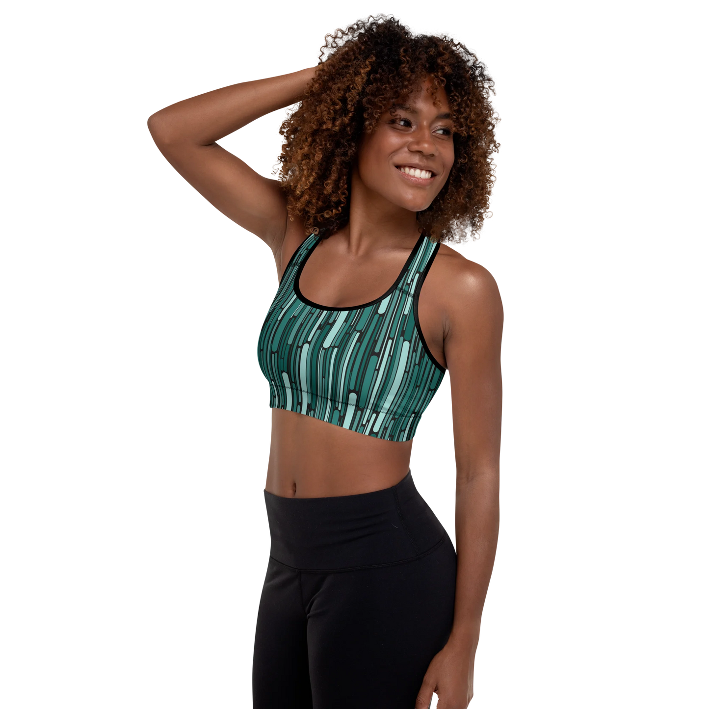 Green Rain Ornament Sports Bra