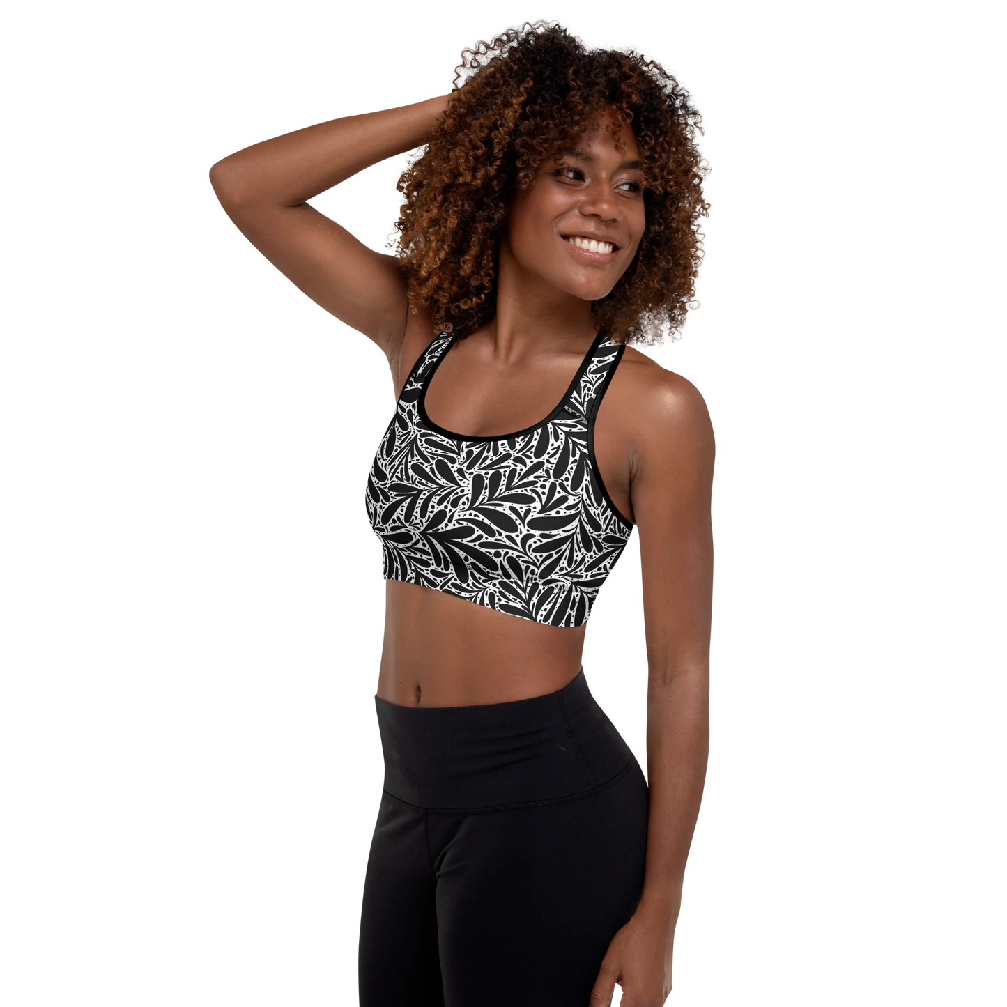 Black Leafy Luxury Sports Bra