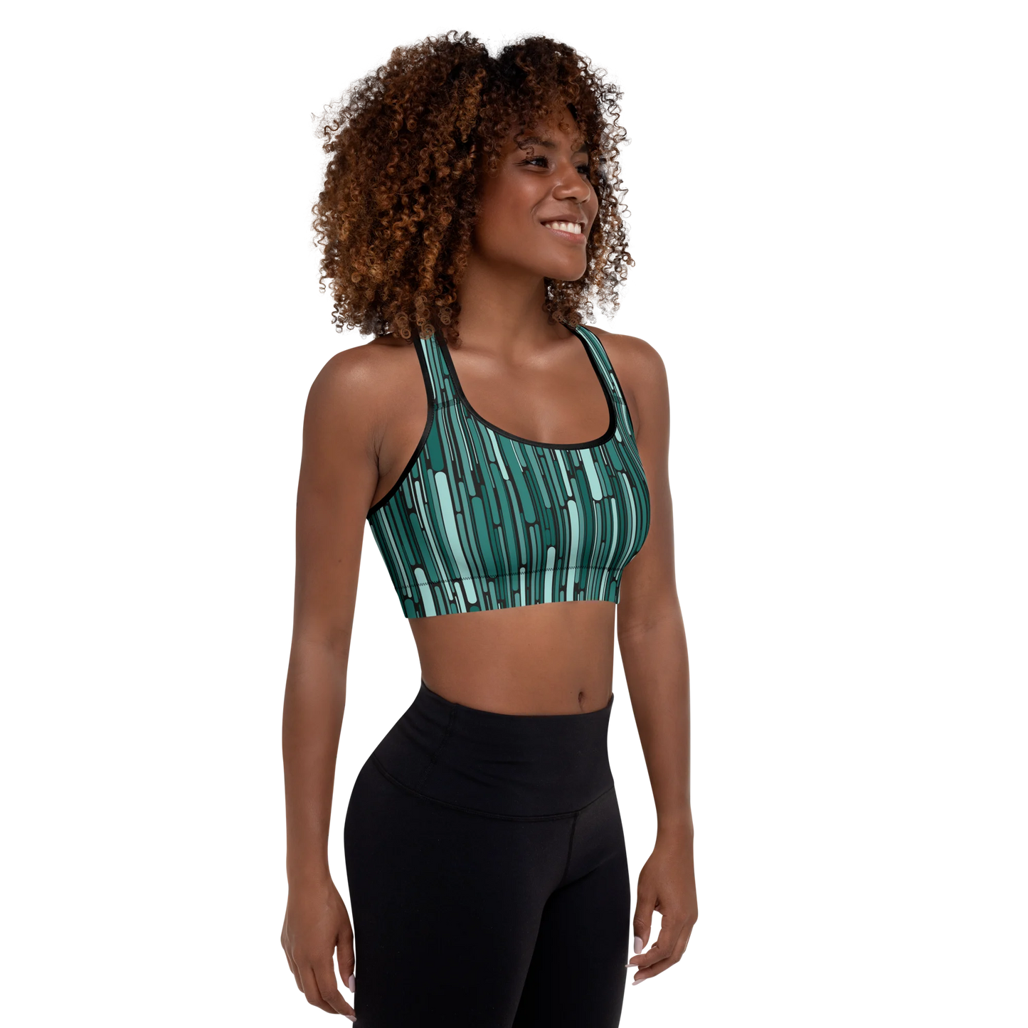 Green Rain Ornament Sports Bra