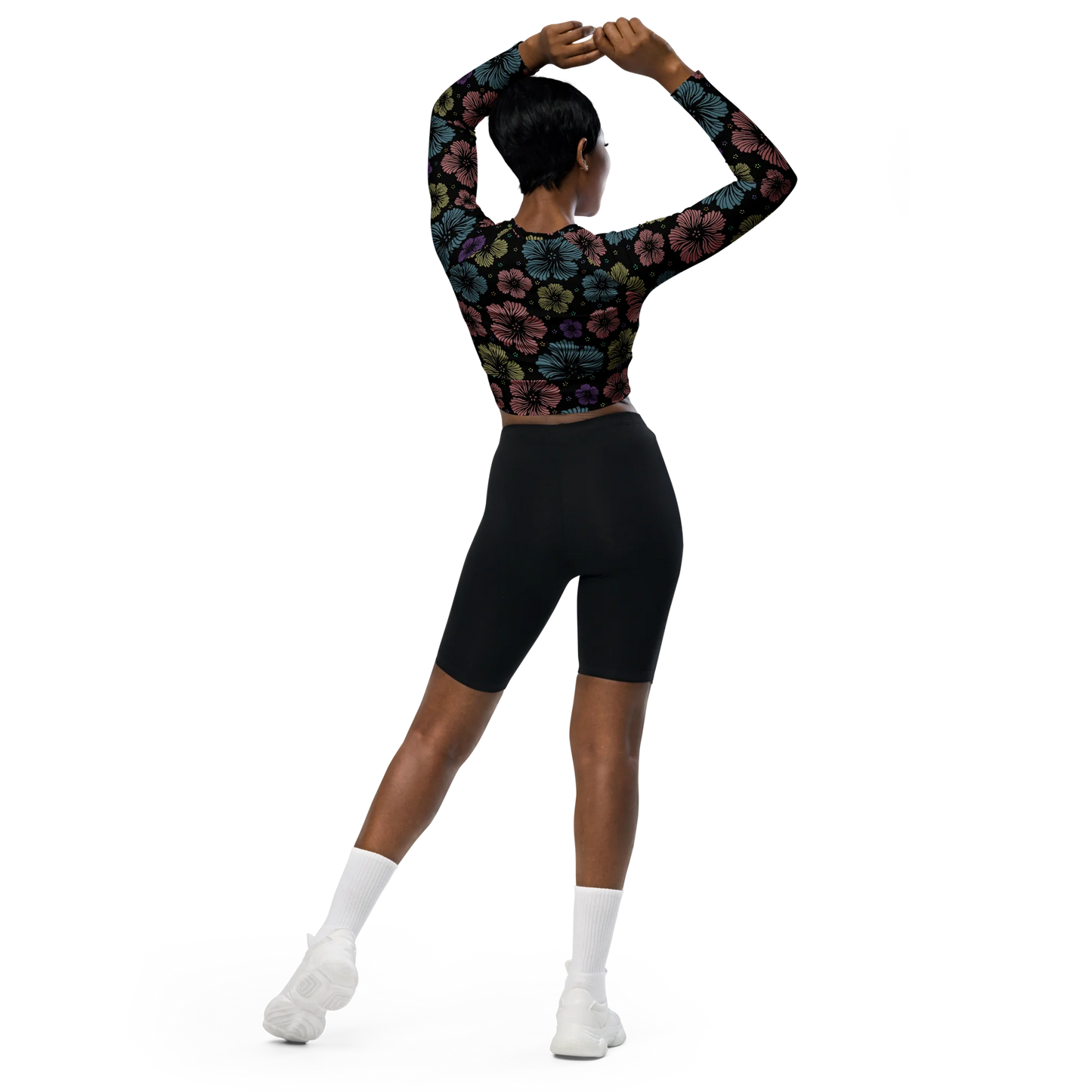 Clean Floral Vibes Recycled Long-sleeve Crop Top