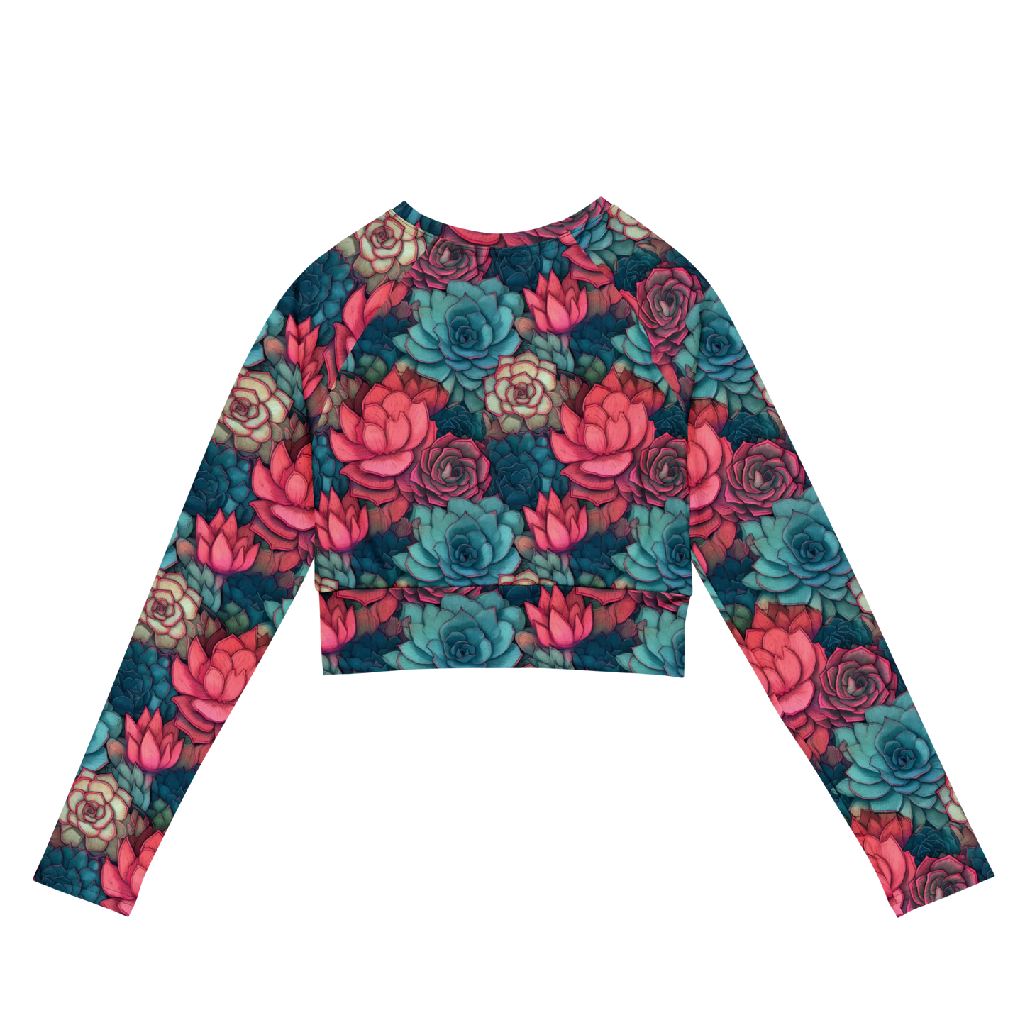 Bright Eternal Flowers Fantasy Recycled Long-sleeve Crop Top