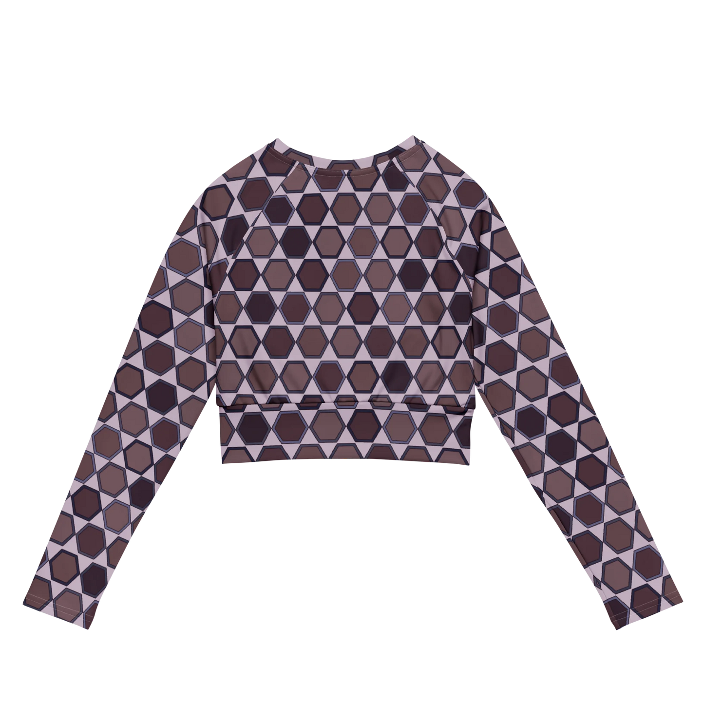 Wine Honeycombs Abstraction Recycled Long-sleeve Crop Top