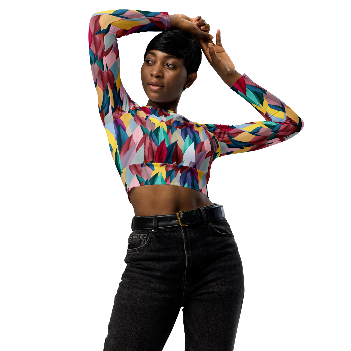 Lush Foliage Recycled Long-sleeve Crop Top