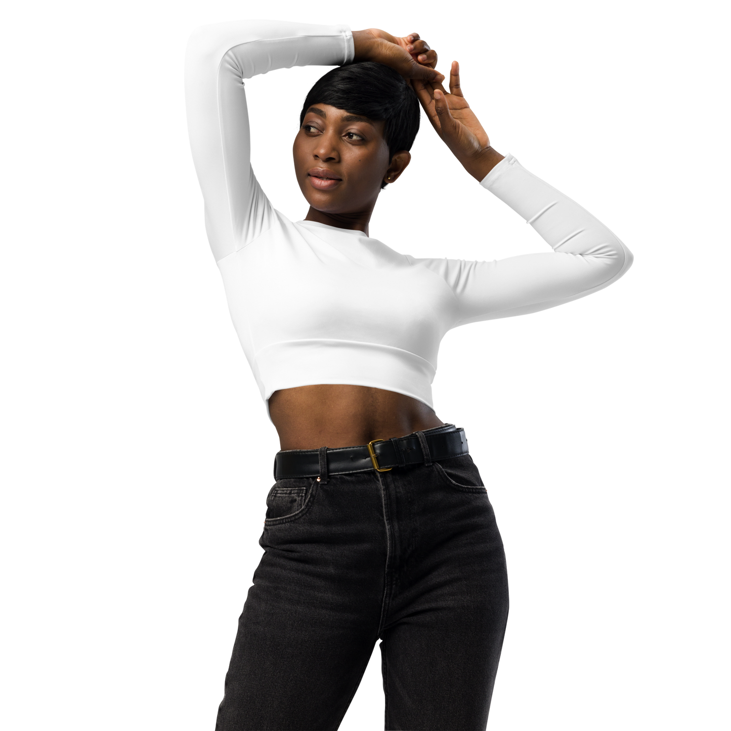 Brilliant White Basic Recycled Long-sleeve Crop Top