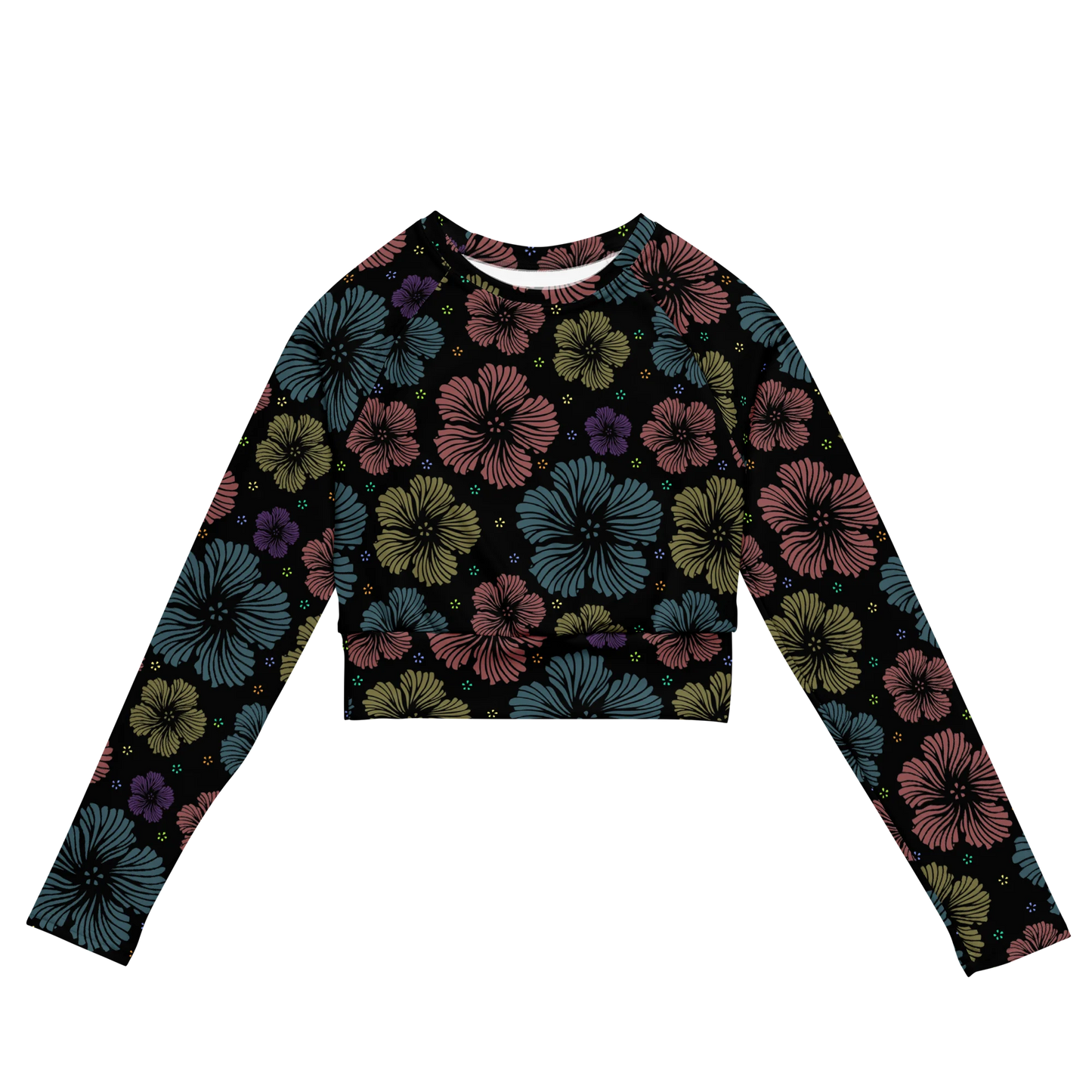 Clean Floral Vibes Recycled Long-sleeve Crop Top