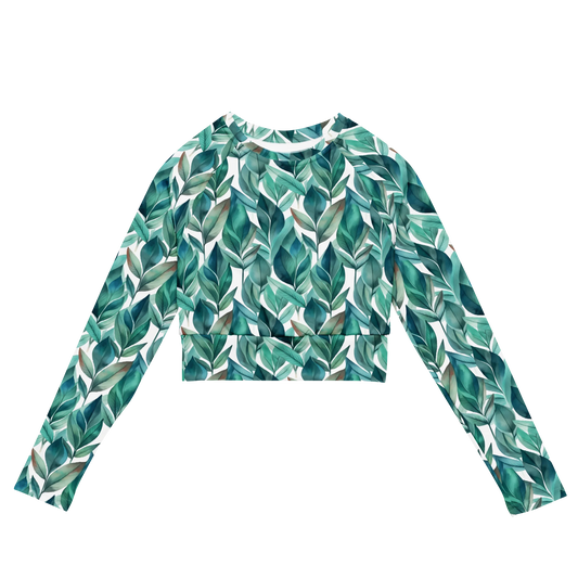 Leafy Chic Recycled Long-sleeve Crop Top