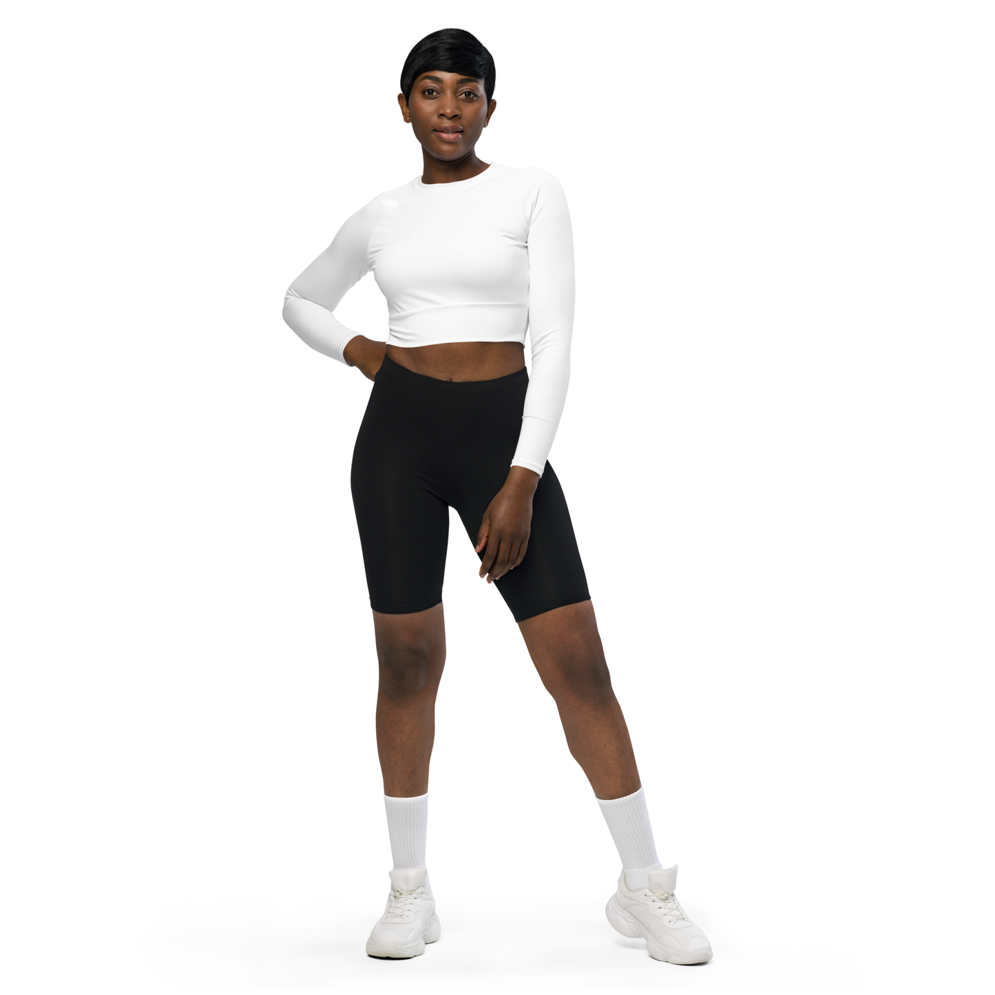 Brilliant White Basic Recycled Long-sleeve Crop Top