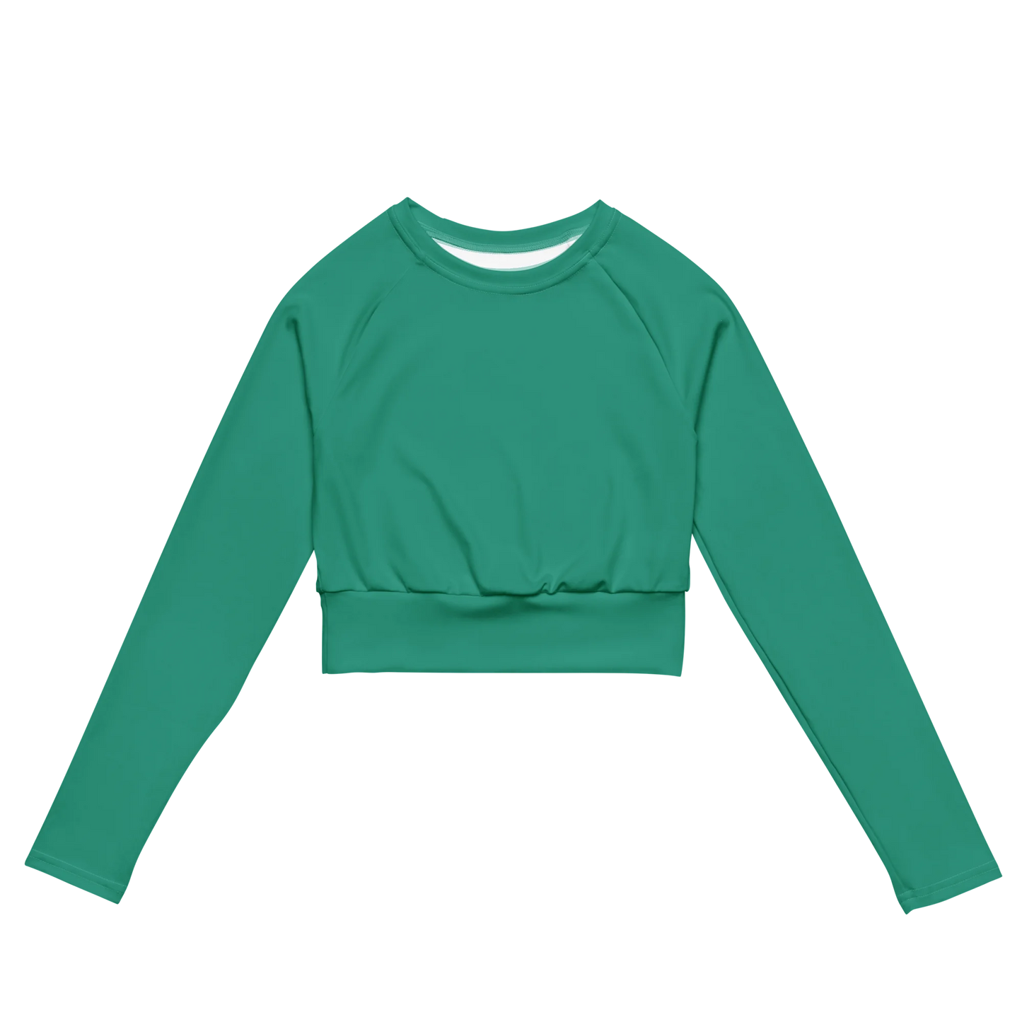 Marine Green Basic Recycled Long-sleeve Crop Top