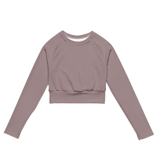 Pinkish Gray Basic Recycled Long-sleeve Crop Top