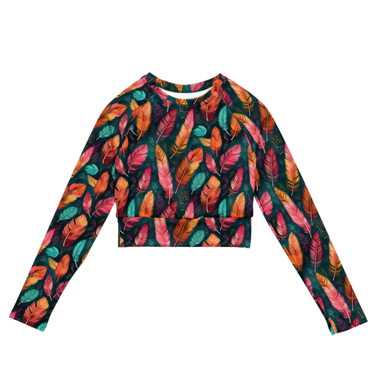 Wonderful Feathers Recycled Long-sleeve Crop Top