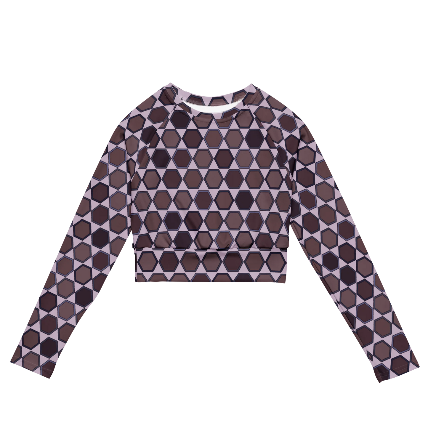 Wine Honeycombs Abstraction Recycled Long-sleeve Crop Top