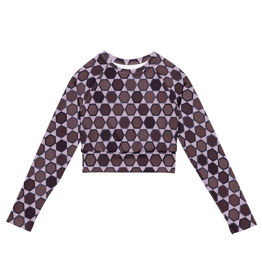 Wine Honeycombs Abstraction Recycled Long-sleeve Crop Top