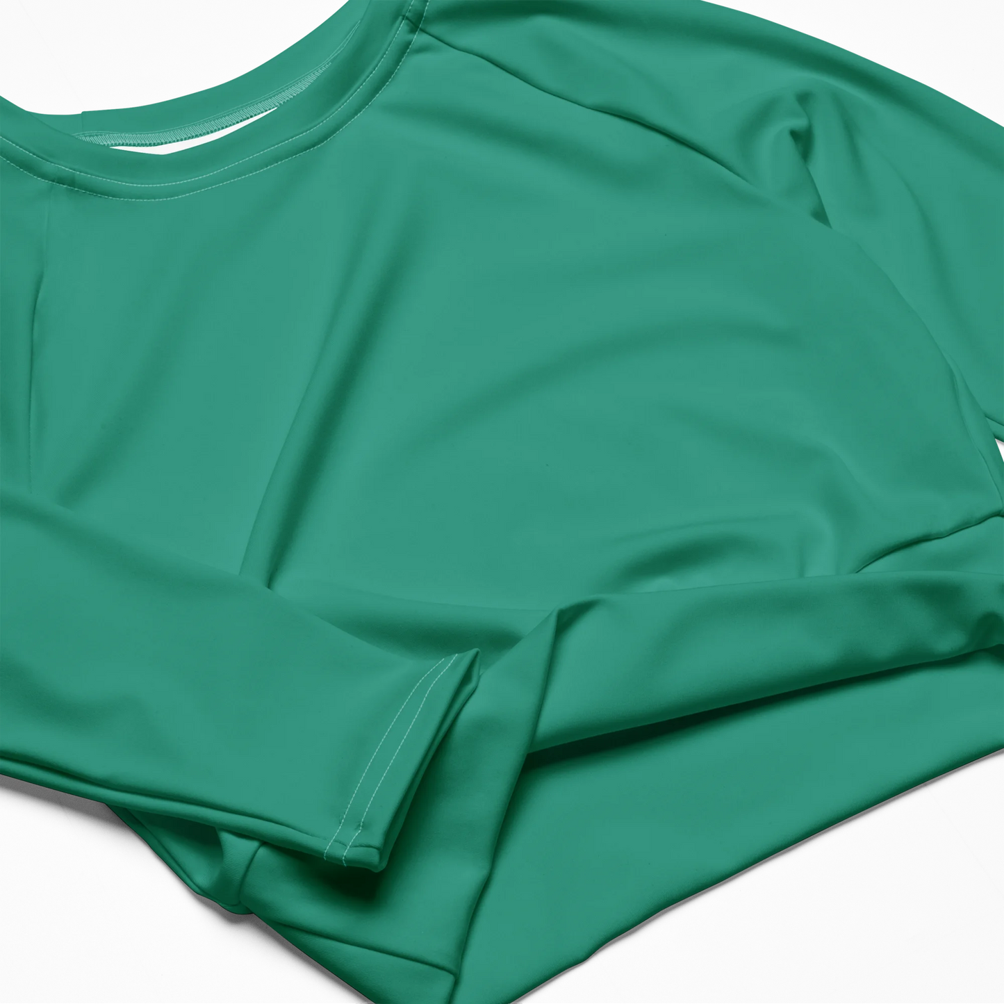 Marine Green Basic Recycled Long-sleeve Crop Top