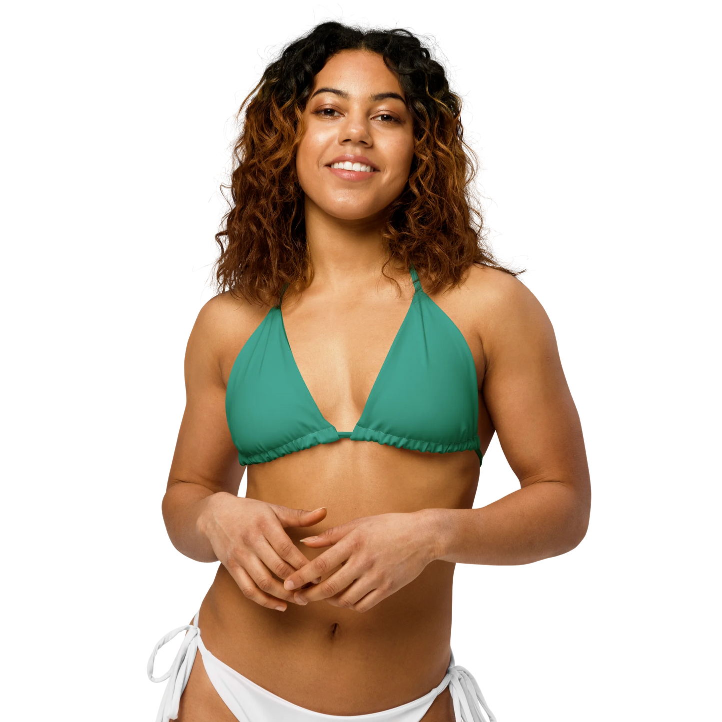 Marine Green Basic Recycled String Bikini Top