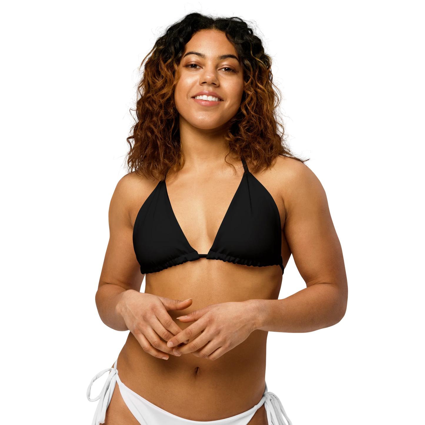 Crystal Black Basic Recycled String Bikini Top