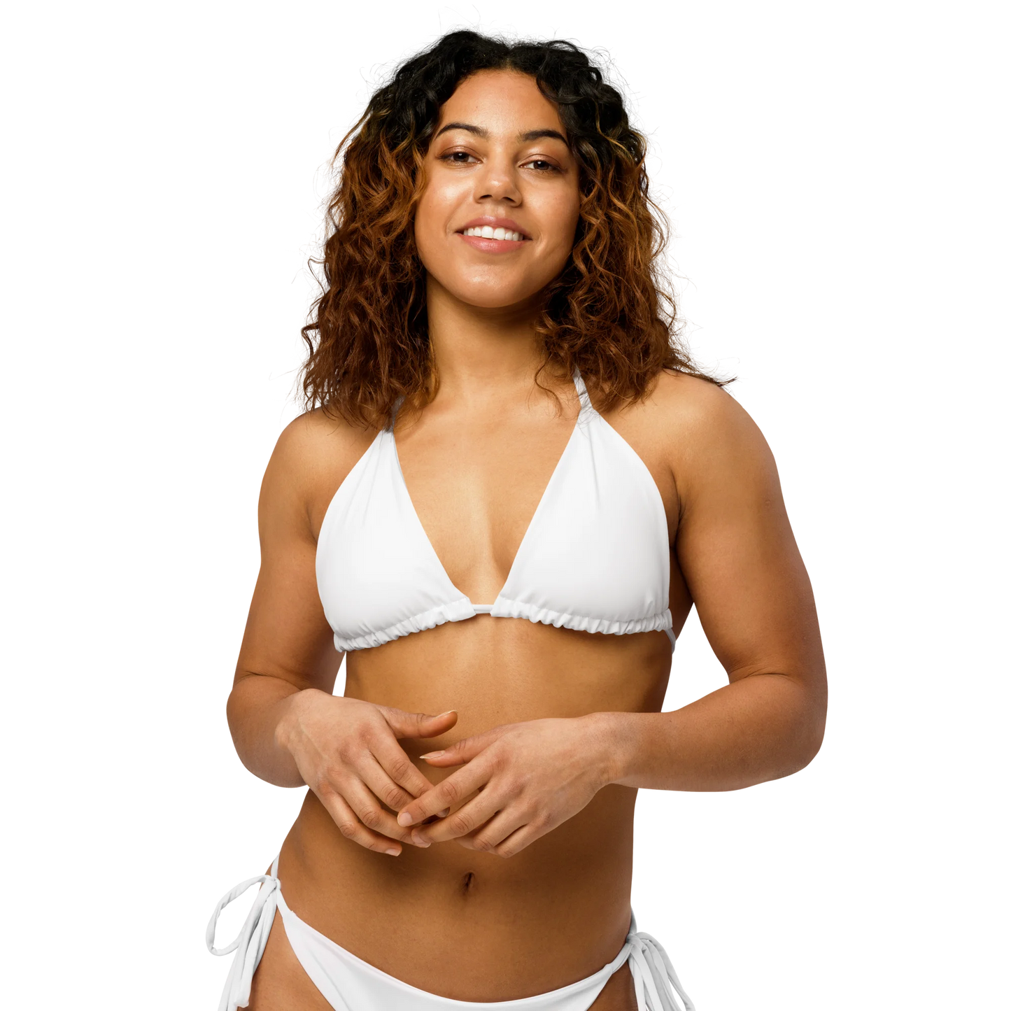 Brilliant White Basic Recycled String Bikini Top