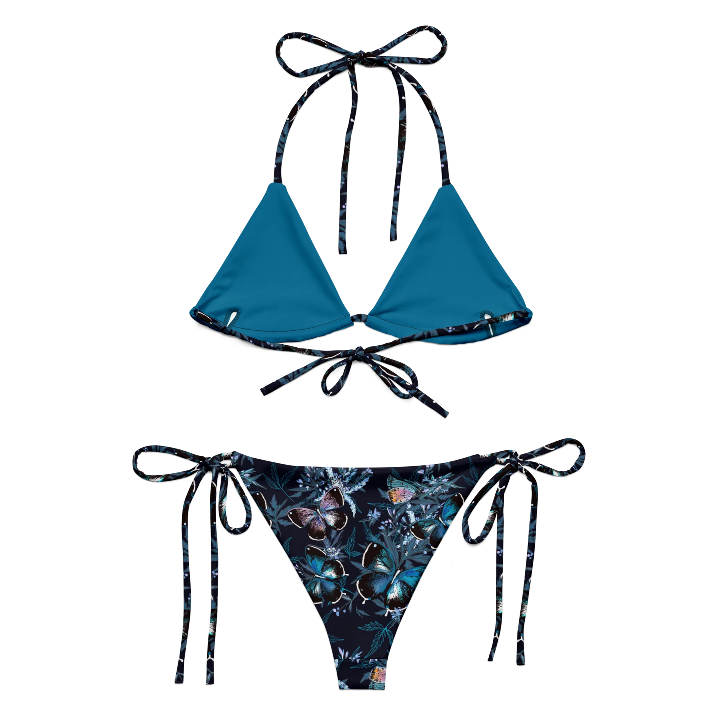 Night Flight of Blue Butterflies Recycled String Bikini