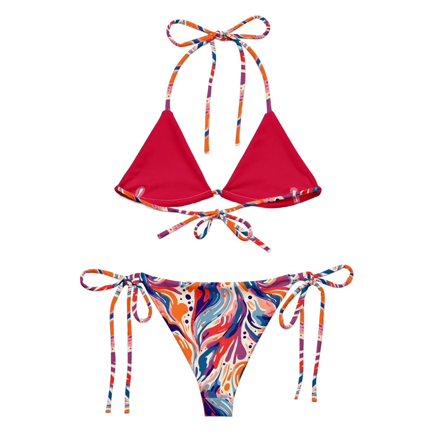 Radiant Floral Waves Recycled String Bikini